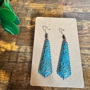 NWOT women’s blue and bronze fashion earrings. Pierced
